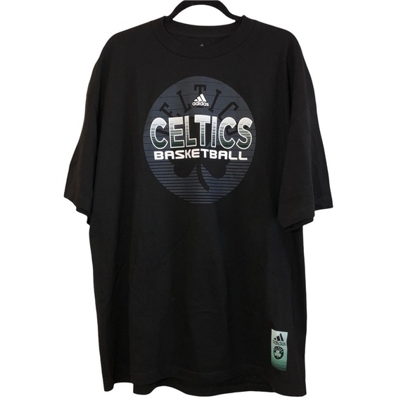 NWOT ADIDAS BOSTON CELTICS Mens Black Crew Neck Short Sleeve T Shirt - Picture 1 of 7